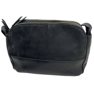 Able Black Leather Crossbody Bag Minimal 3 Compartments